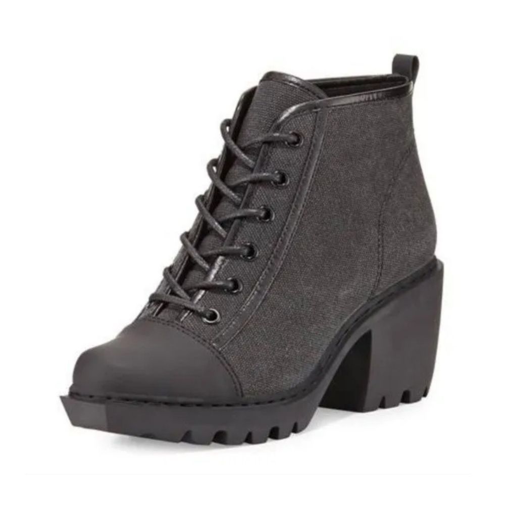 Opening Ceremony Grunge Sneaker Lace Up Platform Chunky Combat Boot Charcoal 41